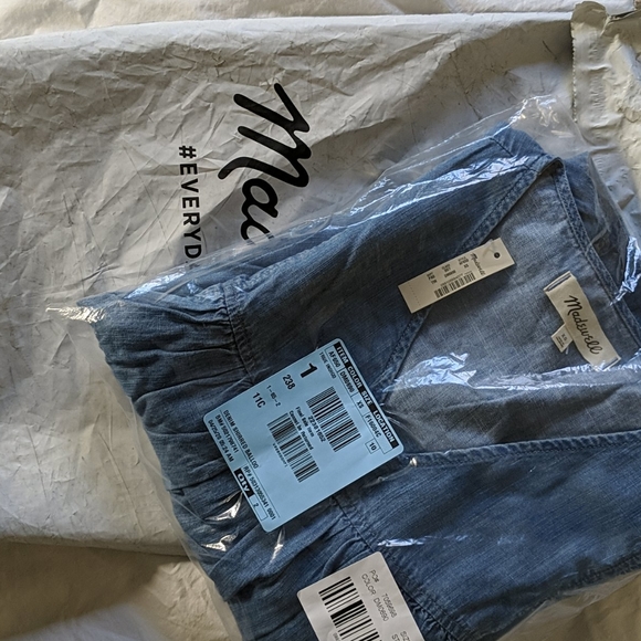 Madewell Denim Balloon-Sleeve Peasant TopXS - Picture 4 of 4